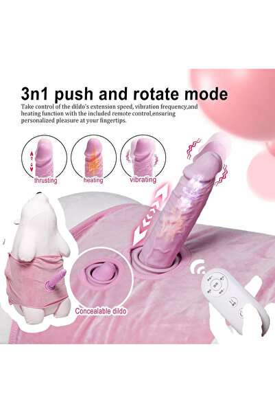 Polar Bear S*x Machine - Şarjlı Kumandalı İleri Geri Hareketli Isıtmalı Titreşimli Peluş Ayı S*x Makinesi