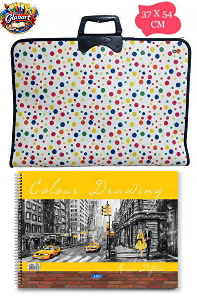 Glanart 35x50 cm resim çantası + 35x50 resim defteri (askılı - fermuarlı) pua...