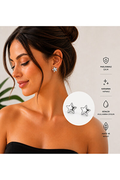 synshop Star Figured Gold Silver Color Earrings for Children Shiny Minimal St...