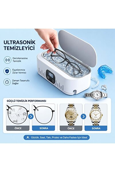 HyMark Ultrasonik Temizleyici Gözlük Takı Temizleme Makinesi 220V Dijital Ultrasonik Yıkama Cihazı