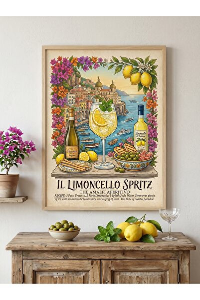 DEKORASOR Il Limoncello Spritz İtalyan Temalı Mutfak Tablosu – Amalfi Kıyılar...