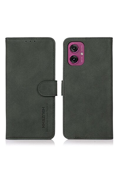 KHAZNEH Retro Leather Θήκη Πορτοφόλι Green (Motorola Moto G55 5G)