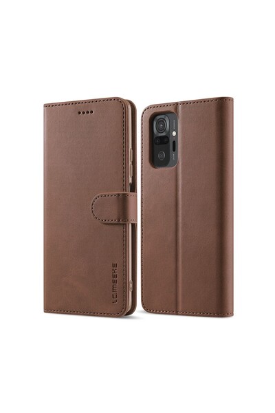 LC.IMEEKE Calf Texture θήκη Πορτοφόλι Brown (Xiaomi Redmi 10)