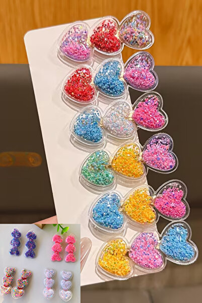 Nisankids Kalp Figürlü İçi Pulcuklu Toka (2 çift gönderilir)