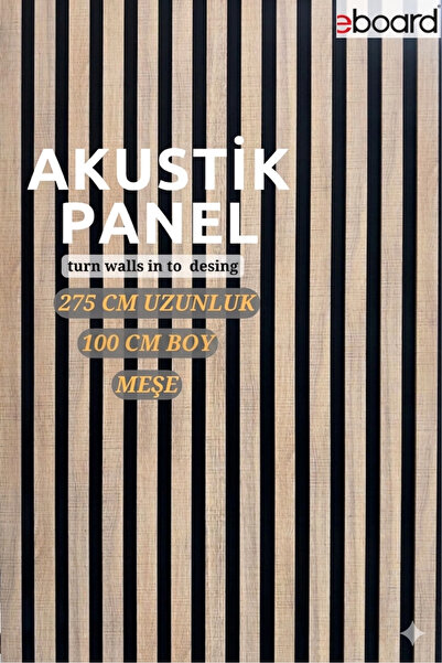 E-BOARD Akustik Duvar Paneli MDF 100*275 Meşe Rengi