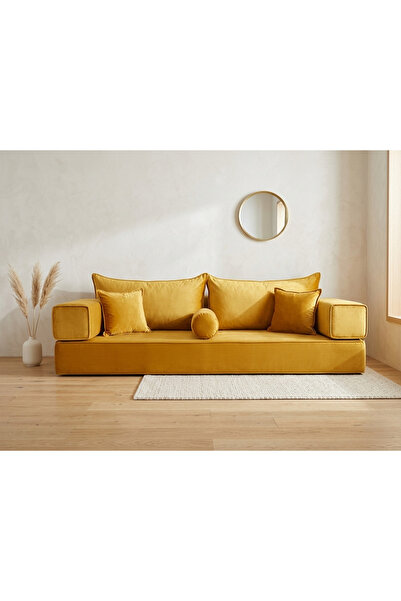 FEYZA DECOR HOME Premium Kadife Modern Şark Köşesi 8 Parça – 20 cm Süngerli M...