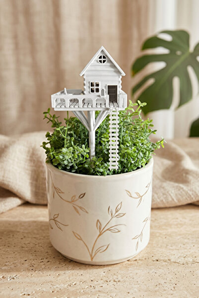 Mini Ağaç Evi - Dekoratif Saksı Süsü (Aparatlı)