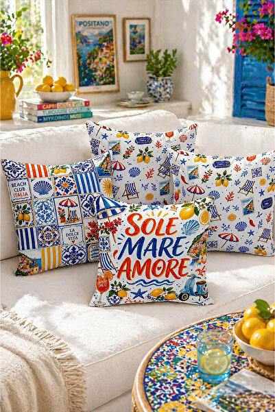 Bertille Home Σετ 4 μαξιλαροθηκών με ψηφιακή εκτύπωση διπλής όψης της σειράς ...