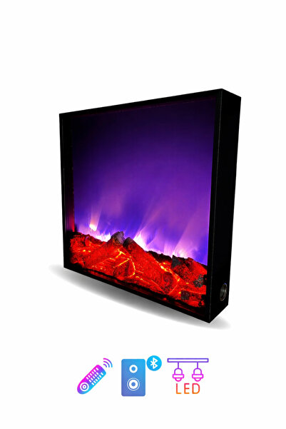 MeGulart Elektrikli Yapay Şömine -60x60 Cm - Bluetooth, Kumandalı, 3 Renk