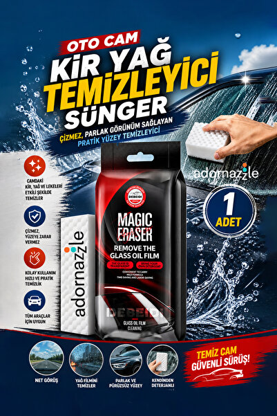 adornazzle Oto Cam Kir Yağ Temizleyici Sünger, Çizmez, Parlak Görünüm Sağlaya...