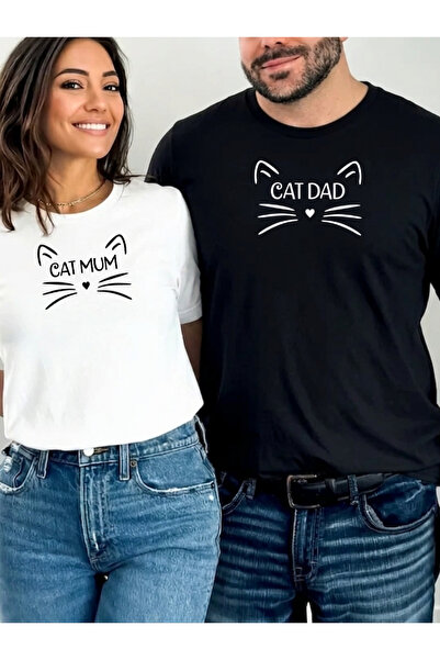Etoile Studio Cat Mum & Cat Dad Lover Combination T-Shirt Set - Special Desig...
