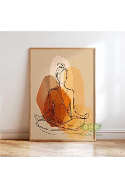 NinaStore Meditasyon Çizgisi Duvar Sanatı - Minimalist Yoga Baskısı - Japon Z...