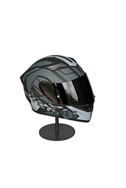 half - 902 Güneş Vizörlü Çene Açılır Kask H1 GREY (Smoke Vizörlü)
