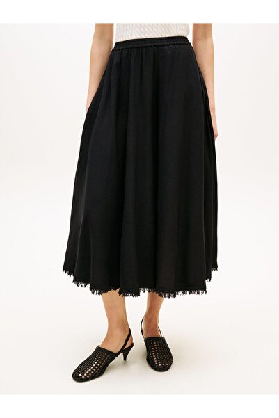 Tommy Hilfiger VIS/LINEN VOLUME MIDI SKIRT