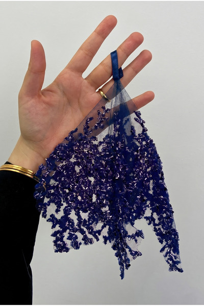 ZEYMERADE Navy Blue Bride Groom Handkerchief, Crystal Glass Beads, Henna Hala...
