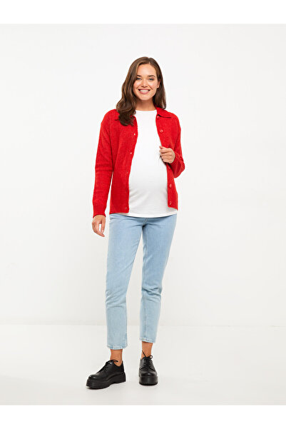 LC Waikiki Polo Neck Regular Long Sleeve Maternity Tricot Cardigan