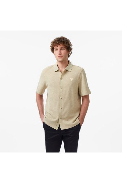 Guess Ss Yarn Dyed Waffle Knit Top Men's Shirt M6Gp09