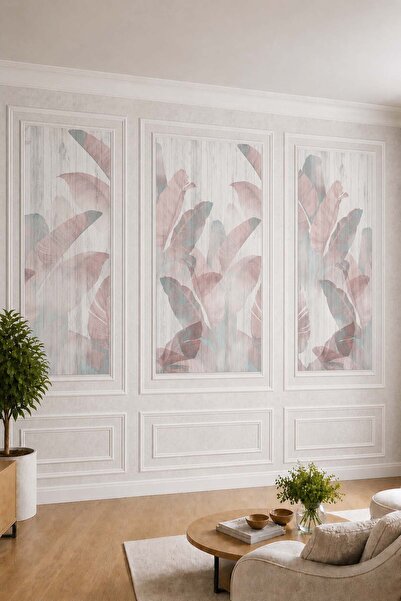 dreamwall Duvar Çıtası Görünümlü, Klasik Çiçek Desenli Tekstil Duvar Kağıdı