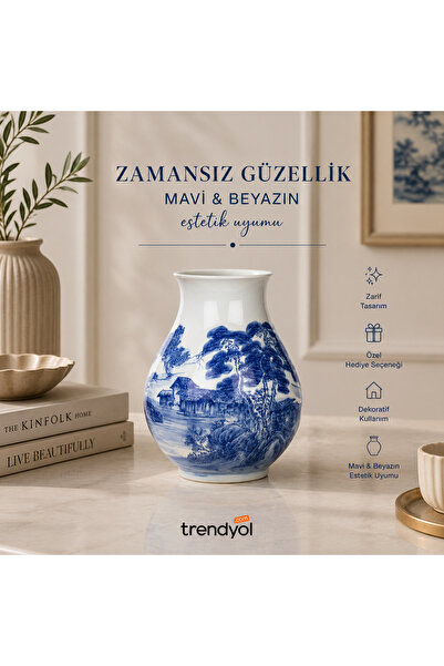 betonıque stone Bleu Blanc Vazo (36 CM)
