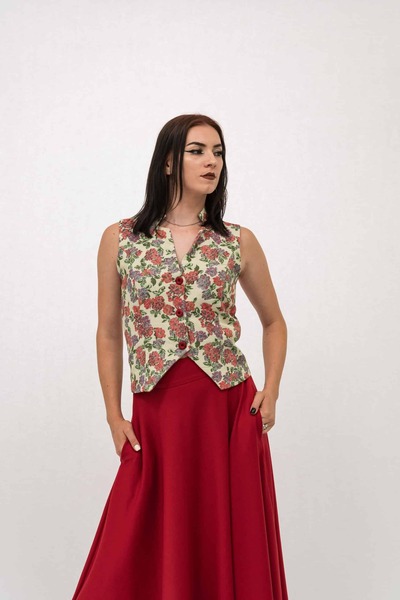 Gorgeaux Fustă elegantă roșie Aida - XXL(44)