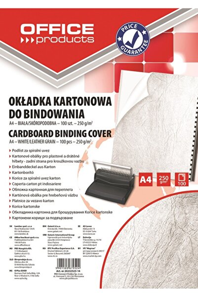 OFFICE products Coperta carton imitatie piele 250g/mp, A4, 100/top - alb