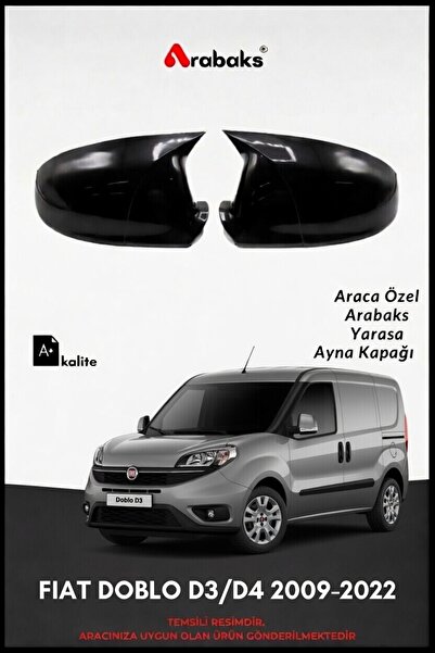 Arabaks FIAT DOBLO D3/D4 2009-2022 Yarasa Ayna Kapağı 2'li Takım (BATMAN TİP,...