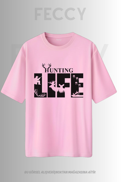 FECCY Premium Hunting Life Printed Hunter Theme Unisex Oversize Γυναικείο T-S...