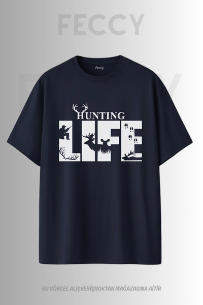 FECCY Premium Hunting Life Printed Hunter Theme Unisex Oversize Γυναικείο T-S...
