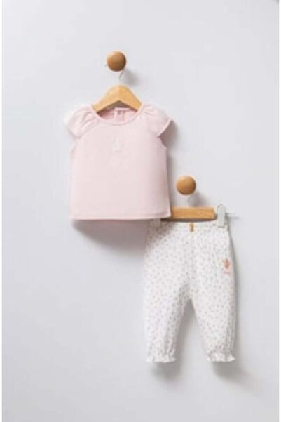 U.S. Polo Assn. U.S. Polo Assn Baby Girl Short Sleeve Blouse and Patterned Pa...