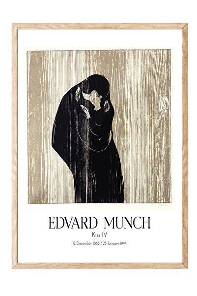 Postifull Edvard Munch - Poljubac IV, slika u drvenom okviru, umetnička serij...
