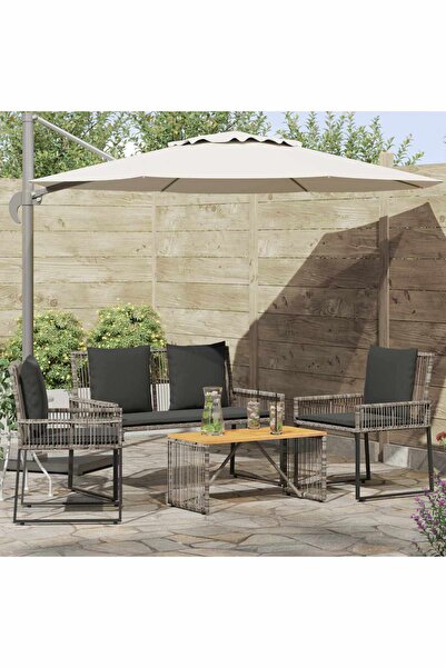 vidaxl Set de Mobilier pentru Exterior 9 pcs Gri si gri inchis