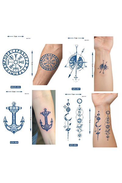 Airbrush Tattoo Küçük Boy 4 Adet Birden Yarı Kalıcı Geçici Dövme 1 Ay Kalıcı ...