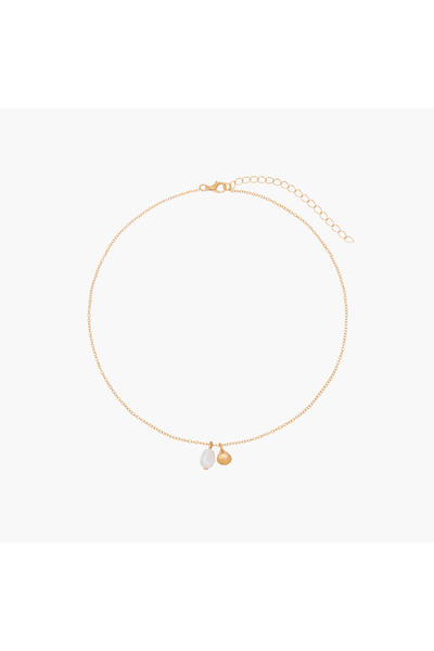 Lifestyle Gold Tone Shell Pearl Pendant Necklace