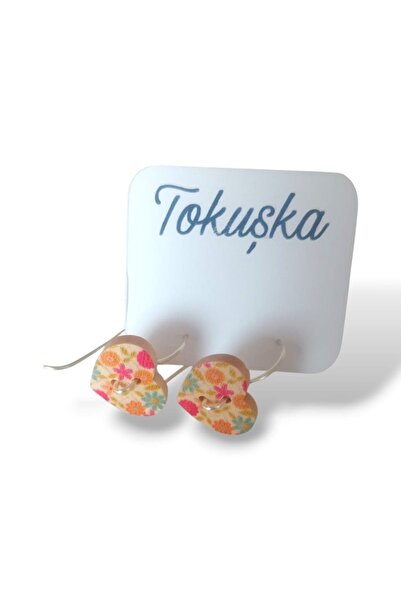 Tokuşka أقراط خشبية على شكل نجمة مطبوعة بألوان ناعمة على شكل زهرة