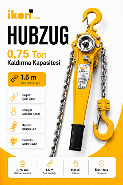 İkon Tools 0.75 Ton 1.5 m Hubzug Zincirli Çektirme Manuel Kaldırma Caraskal M...