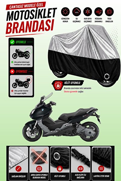 Cemku Twin غطاء محرك متوافق مع BMW C 600 Sport باللون الرمادي من الأعلى والأس...