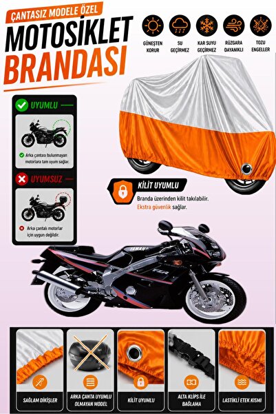 Cemku Twin غطاء محرك ياماها FZR 600 باللون الرمادي من الأعلى والبرتقالي من ال...