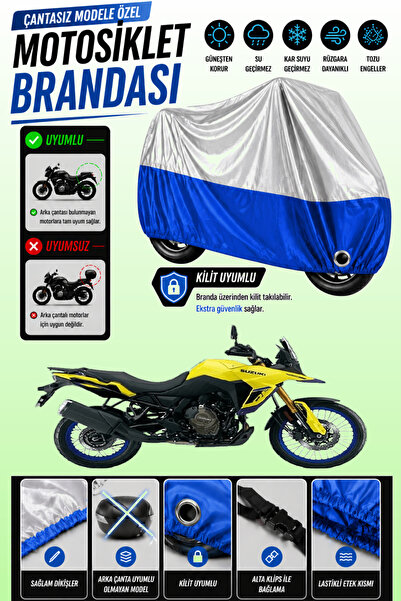 Cemku Twin غطاء محرك متوافق مع سوزوكي V-Strom 800 DE باللون الرمادي من الأعلى...