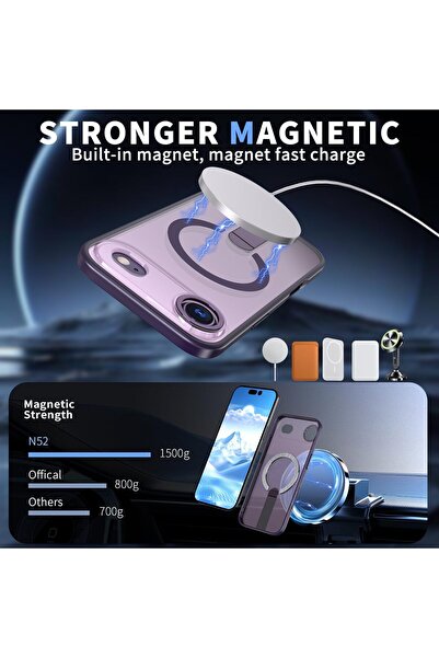 Generic Matte Magnetic Case Clear Case for iPhone 17 Pro Max, iPhone 17 Pro, Slim Shockproof Cover with Kickstand
