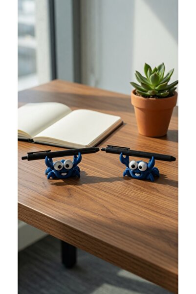 MYCRAFT3D 2'li Sevimli Yengeç Tasarımlı Kalem Tutucu – Masaüstü Dekoratif Kal...