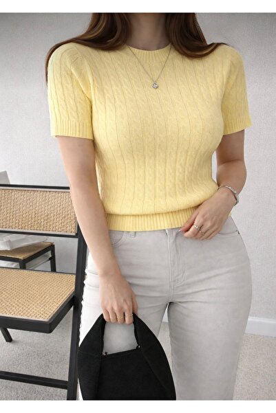 Gülce moda Women's Basic Short Sleeve Summer Knitwear Blouse T-Shirt
