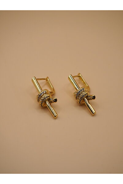 Stelle Jewelry Premium Gold Plated Women's Earrings with Knot Detail and Stones