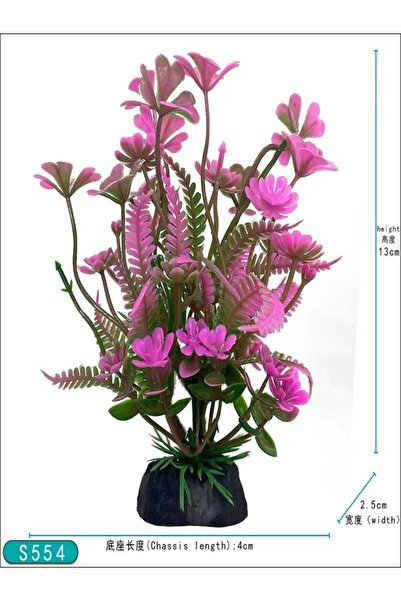 OEM Planta Artificiala pentru Acvariu din Plastic cu Baza Ceramica, 13×4x2, 5 cm, Decor Acvariu, Culori Vii