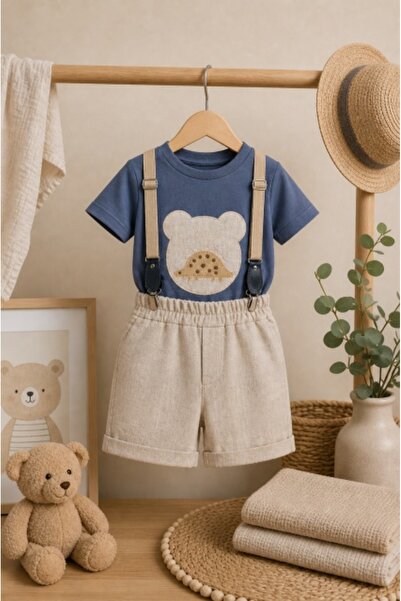 Superbaby Donino, set pantalonasi cu tricou si bretele