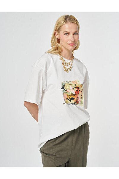 Kayra Tricou cu imprimeu Ecru