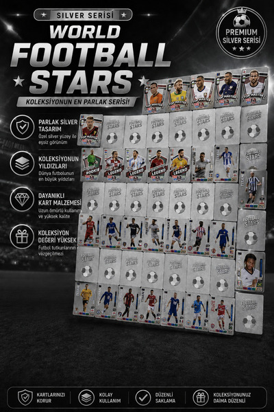 CANTEX TECH Futbolcu Oyun Karti 55 Adet SILVER Series Pocket Esnek Kırılmaz P...