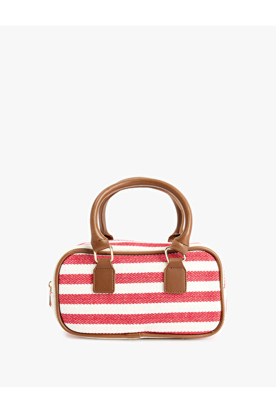 Koton Striped Handle Strap Straw Handbag