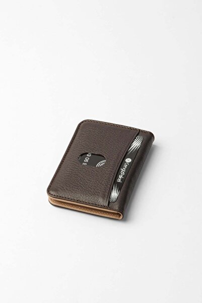 CENGİZ PAKEL Genuine Leather Vertical Card Holder - Slim Design and Practical Photo Compartment - 2523 - Brown/Mink