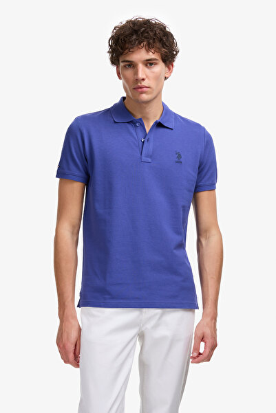 U.S. Polo Assn. Erkek Slim Fit Polo Yaka Mavi Basic Tişört 50322304-VR212