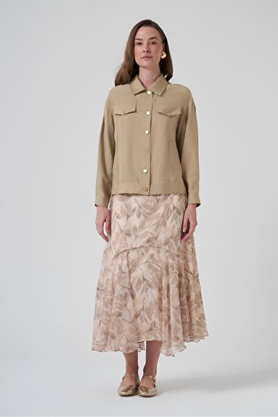 SBL DESIGN Women's Floral Print Skirt - Solid Color Jacket Skirt Suit